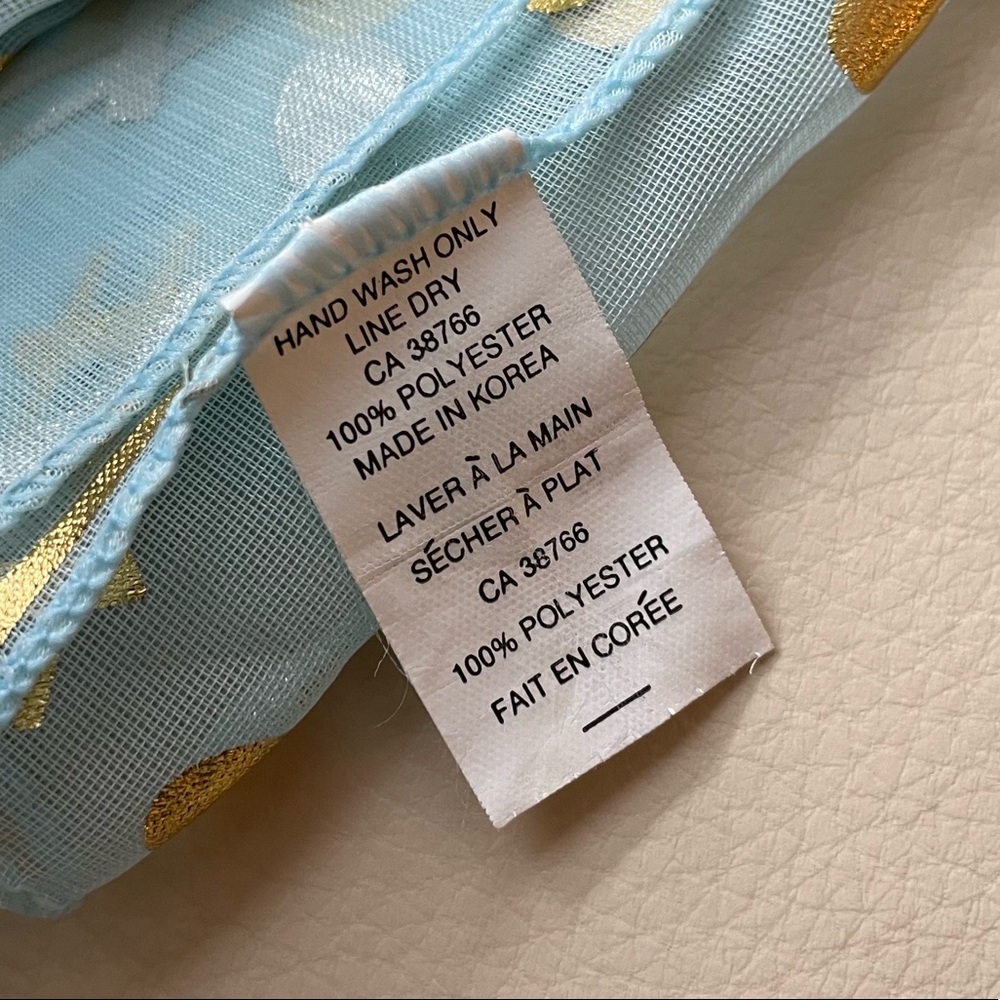 Teal Music Scarf; Sheer, Shiny Gold - Picture 4 of 4